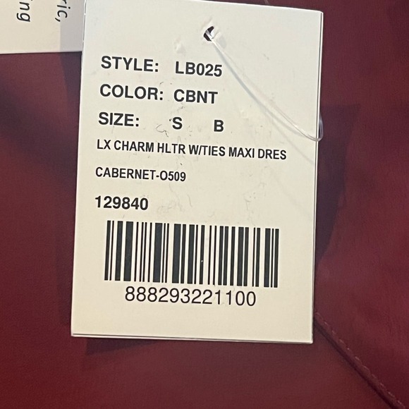 LOVELY TWIST HALTER BRIDESMAID MAXI TRUMPET GOWN IN CABERNET NWT WOMEN'S SMALL - Picture 14 of 15